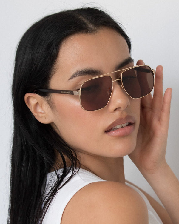 Amelia / Gold Metal & Brown Coffee Lens - Shade Files